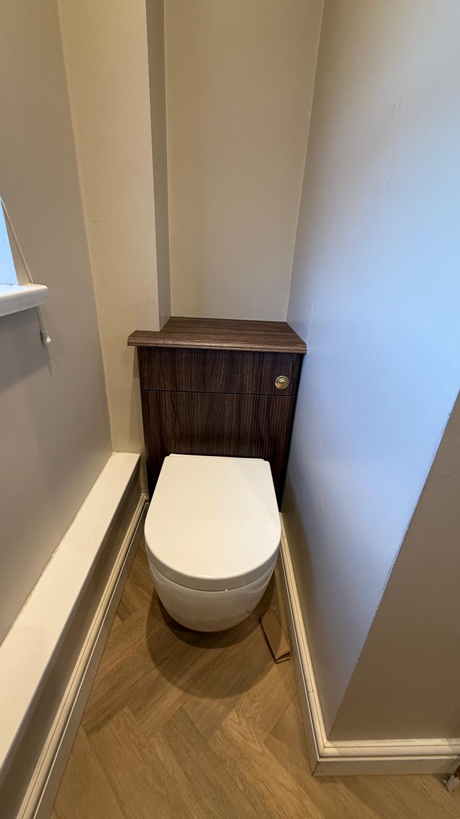 New wall-hung toilet with concealed cistern unit in Bloxwich bathroom installation
