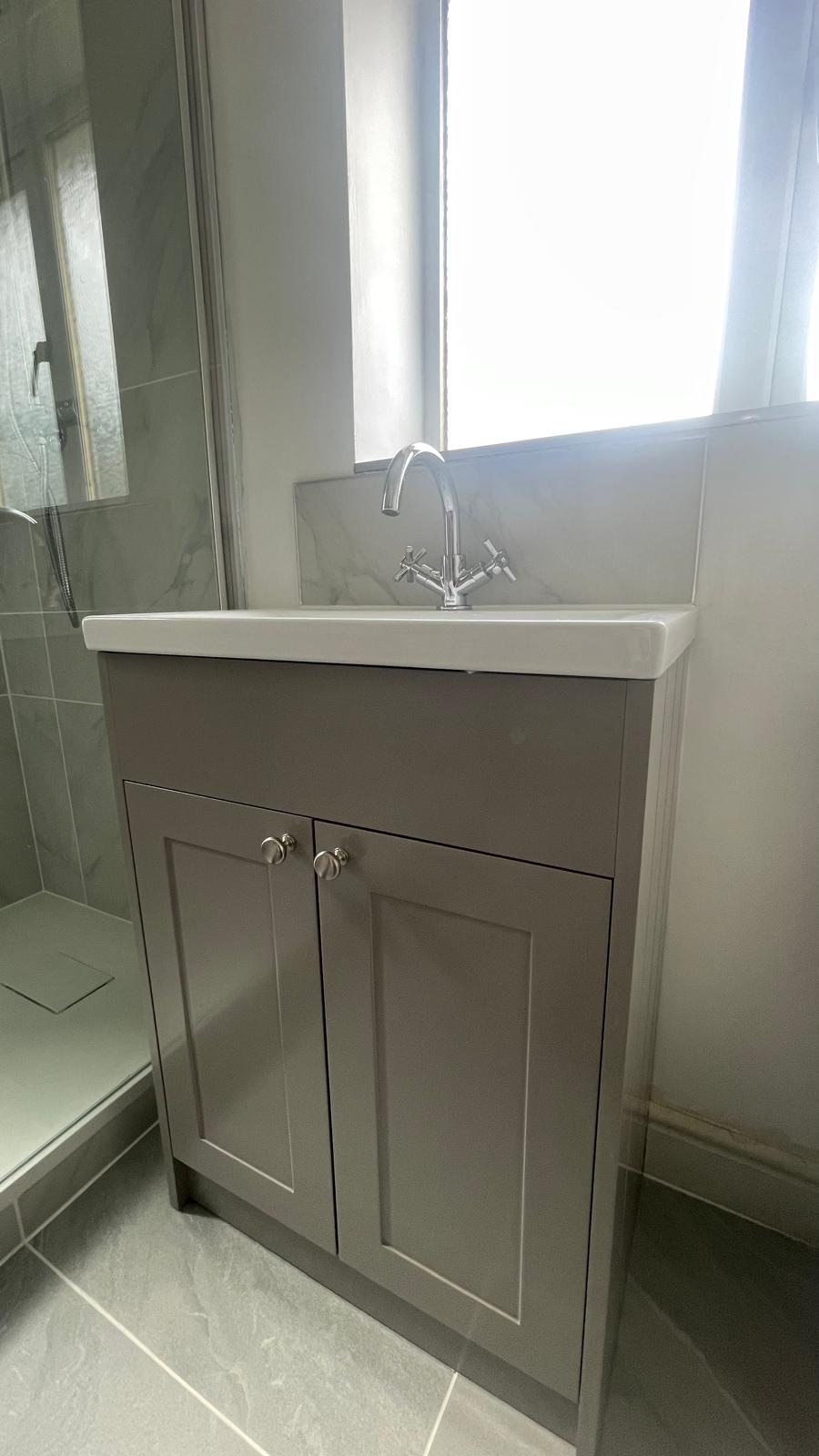 New vanity unit with basin and tap in Walsall bathroom renovation